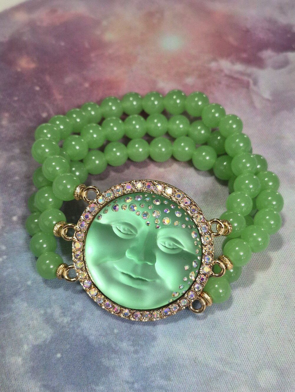 Kirks Folly Green Moon Face Bracelet